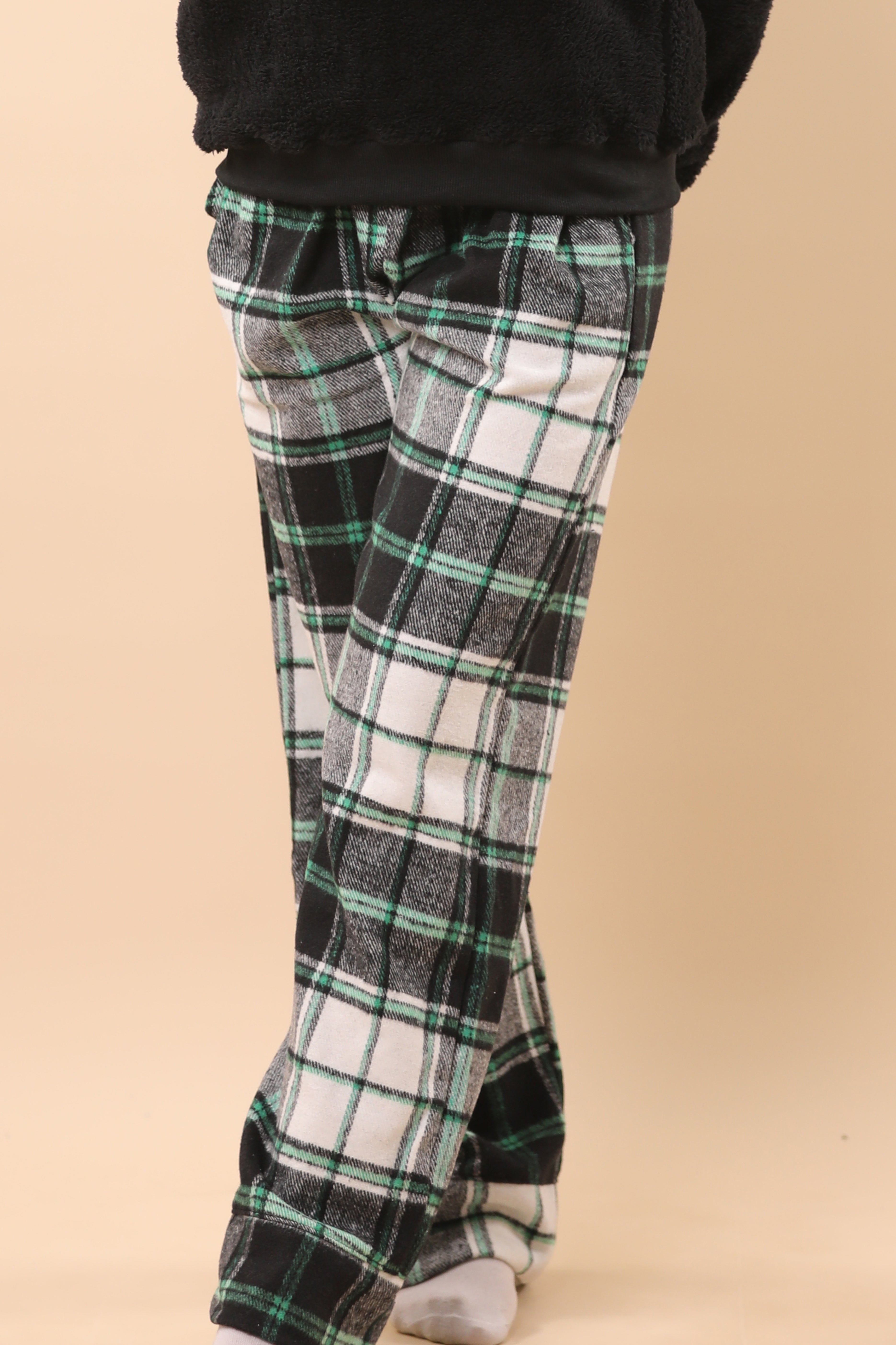 Christmas Green & Black Plaid PJs 6