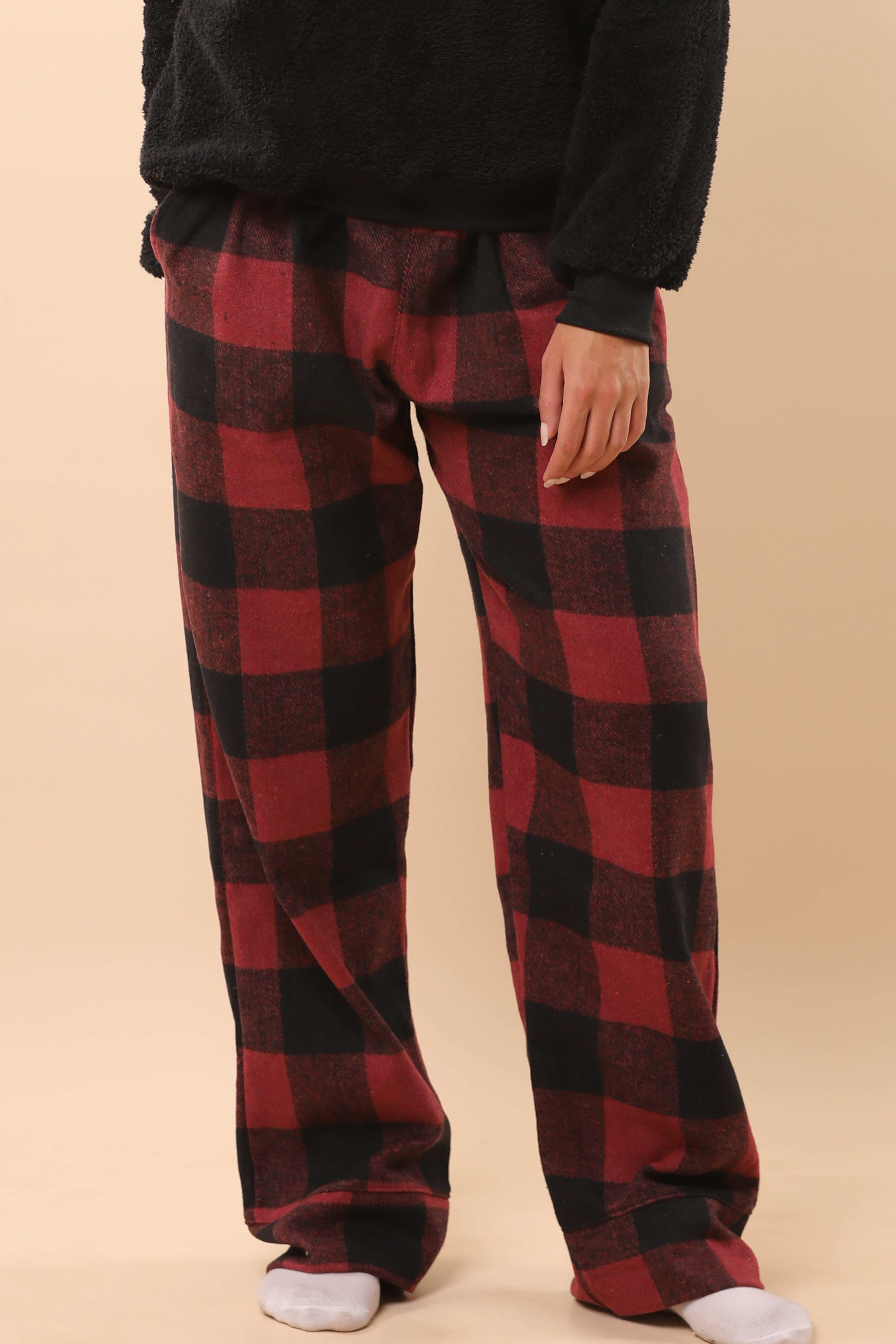 Christmas Maroon & Black Plaid PJs 5