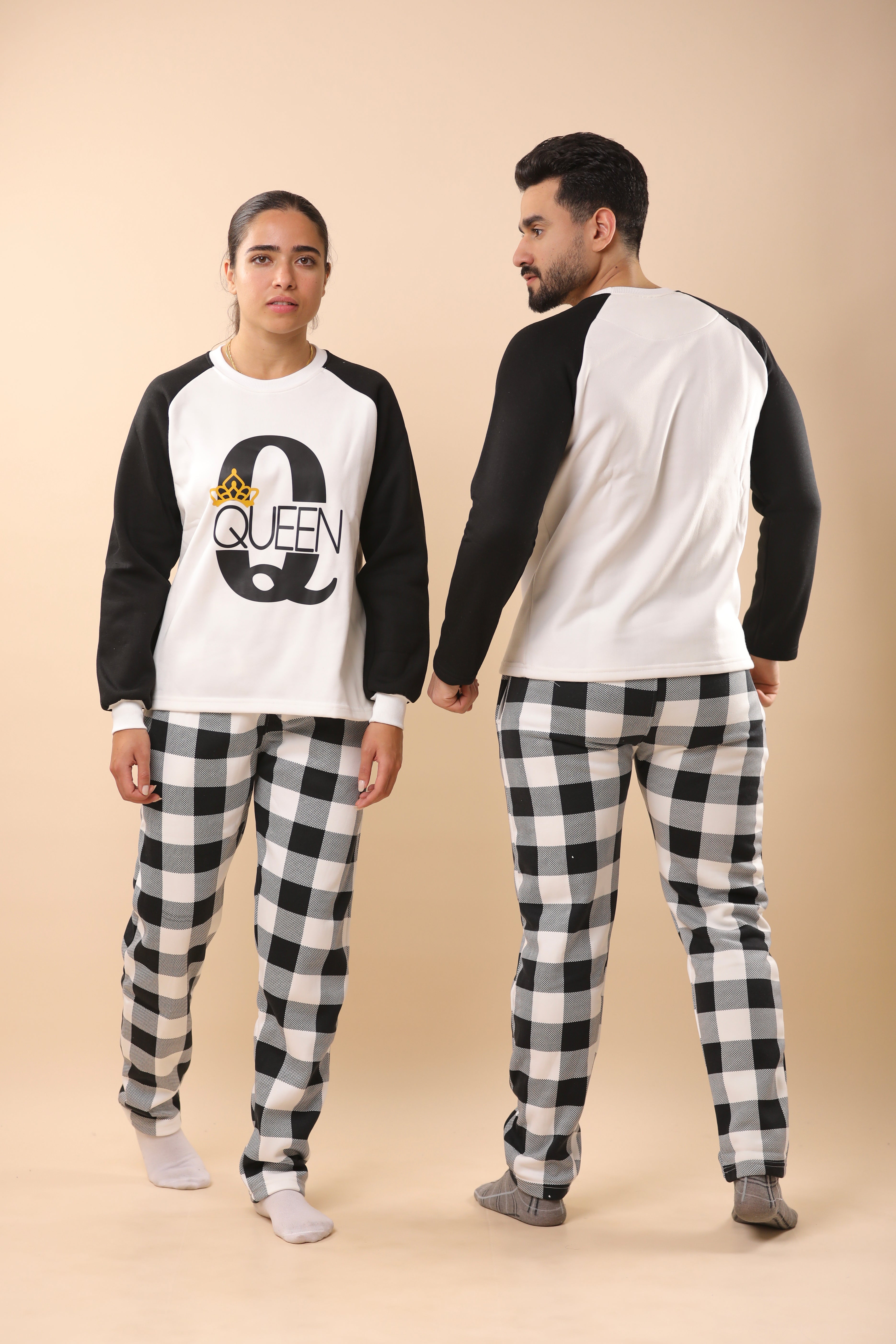 King & Queen Printed PJs Couple Set