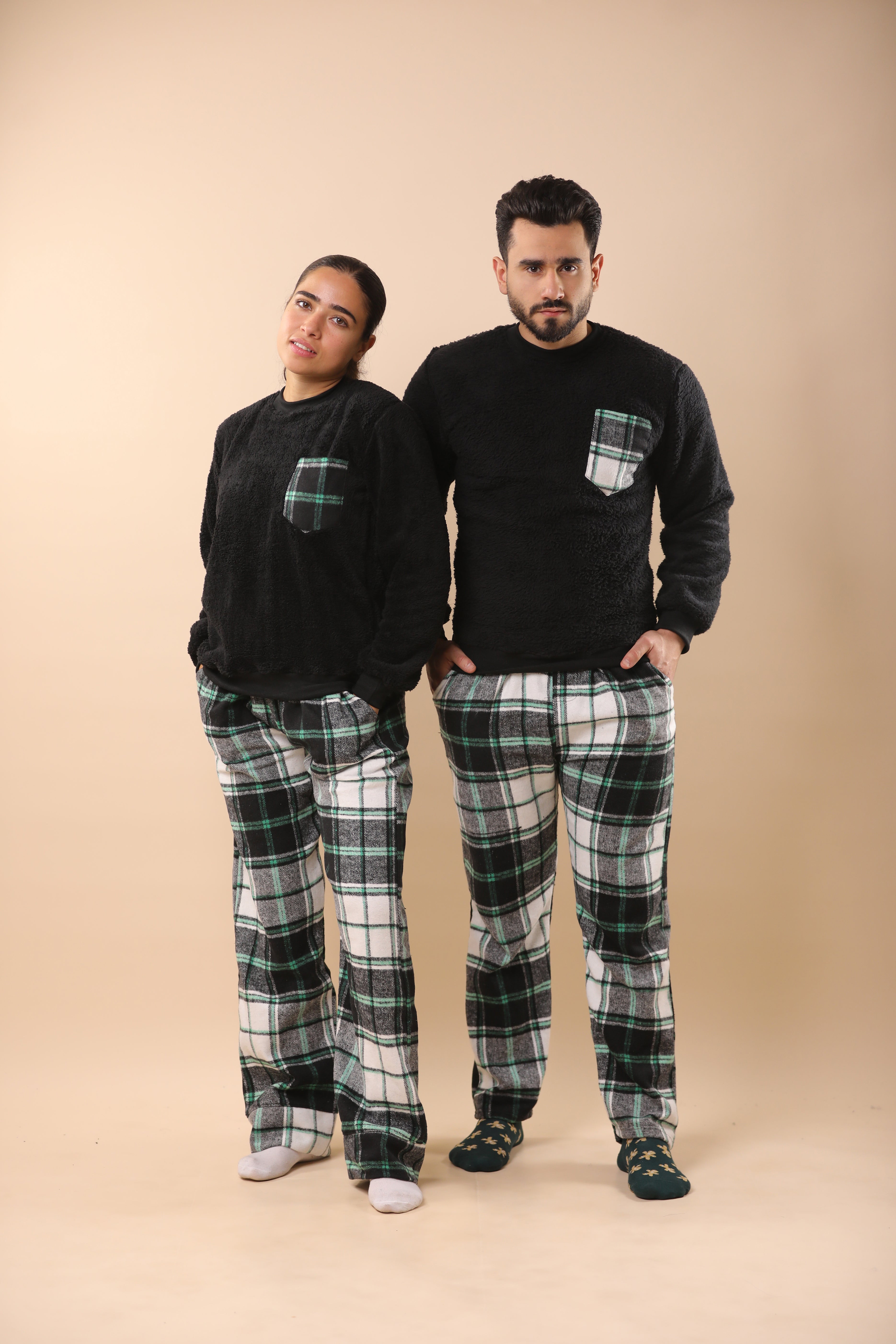 Christmas Green & Black Plaid PJs 6