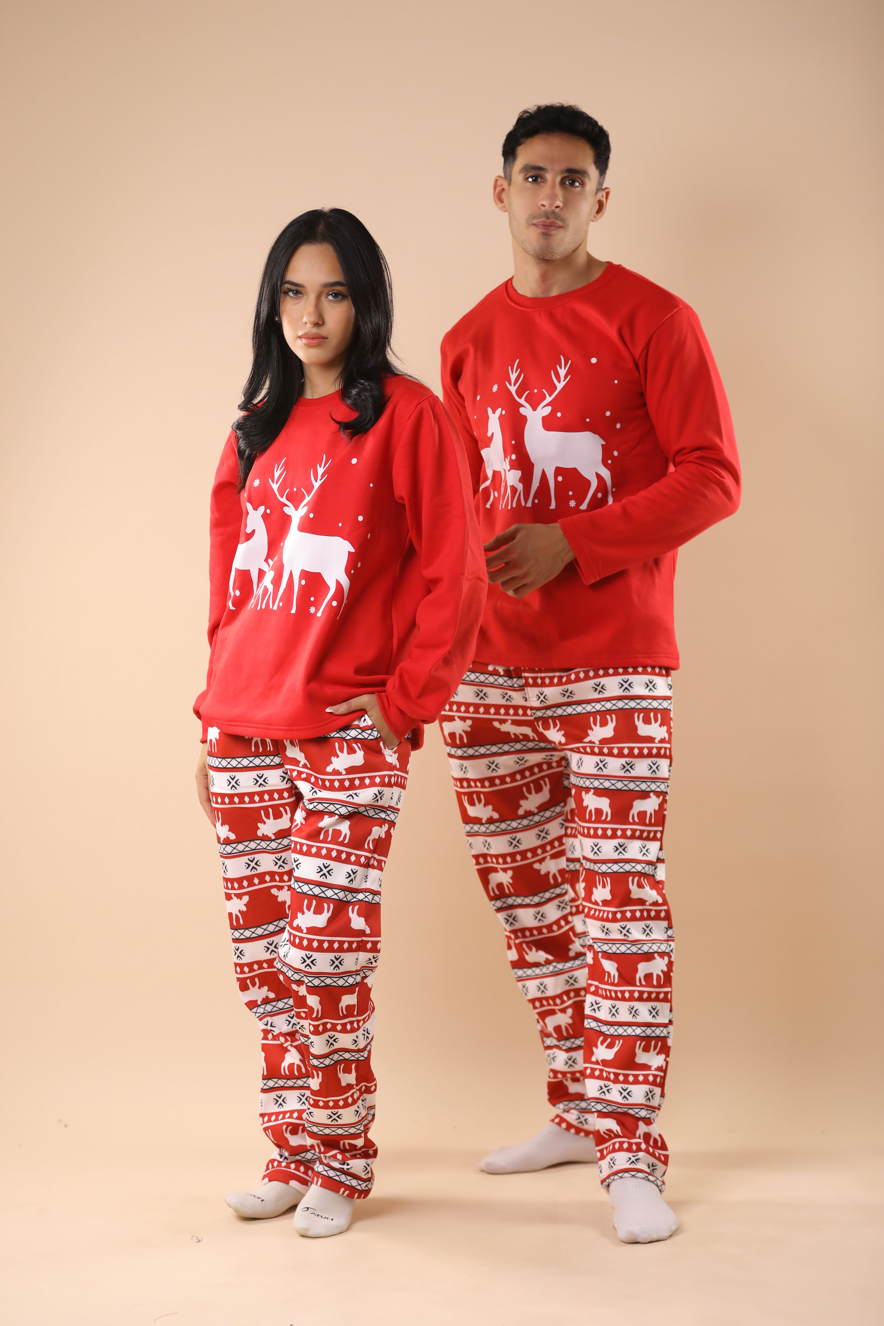 Christmas Reindeer Printed PJs Couple Set