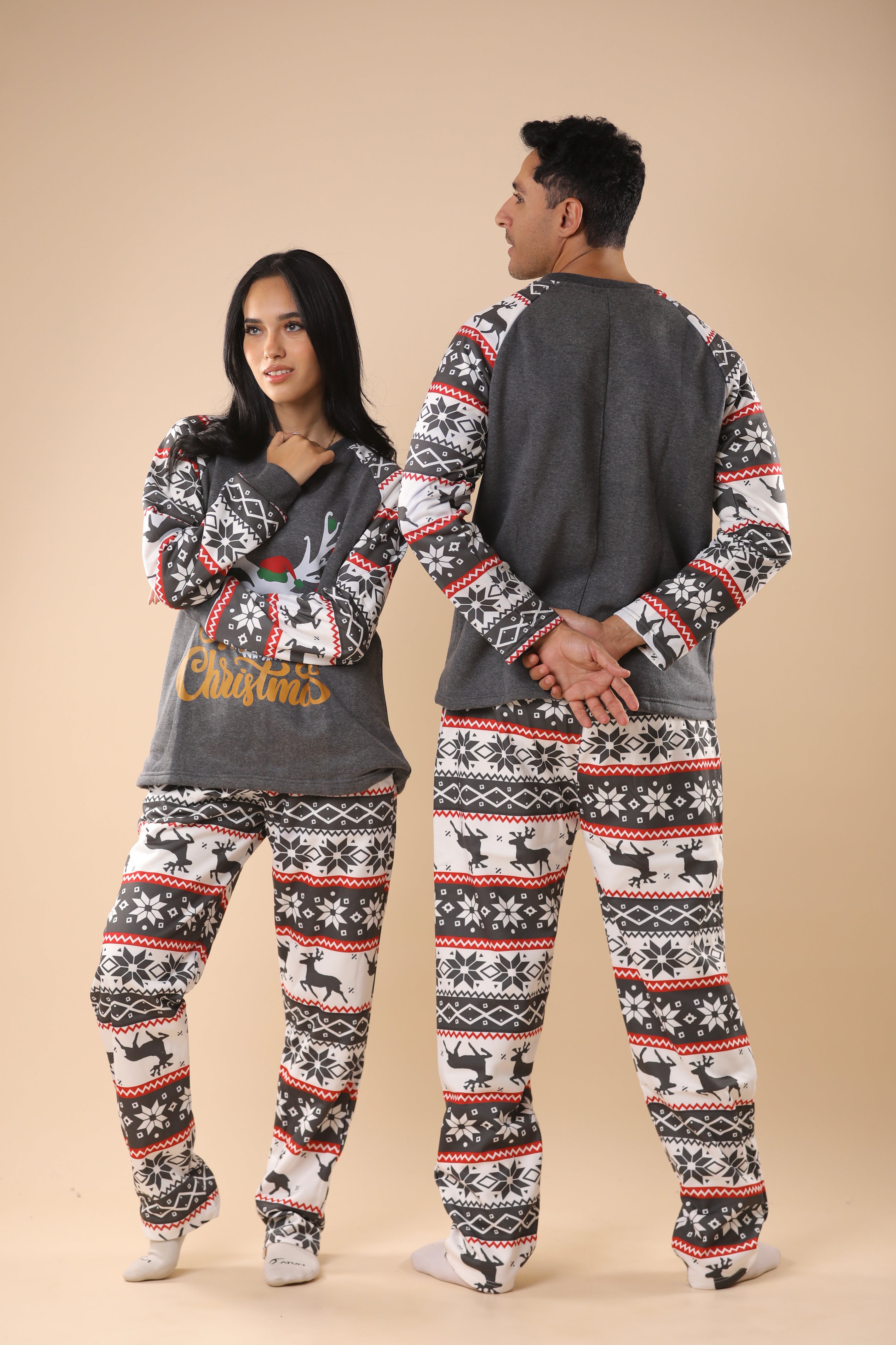 Merry Christmas Printed PJs Couple Set