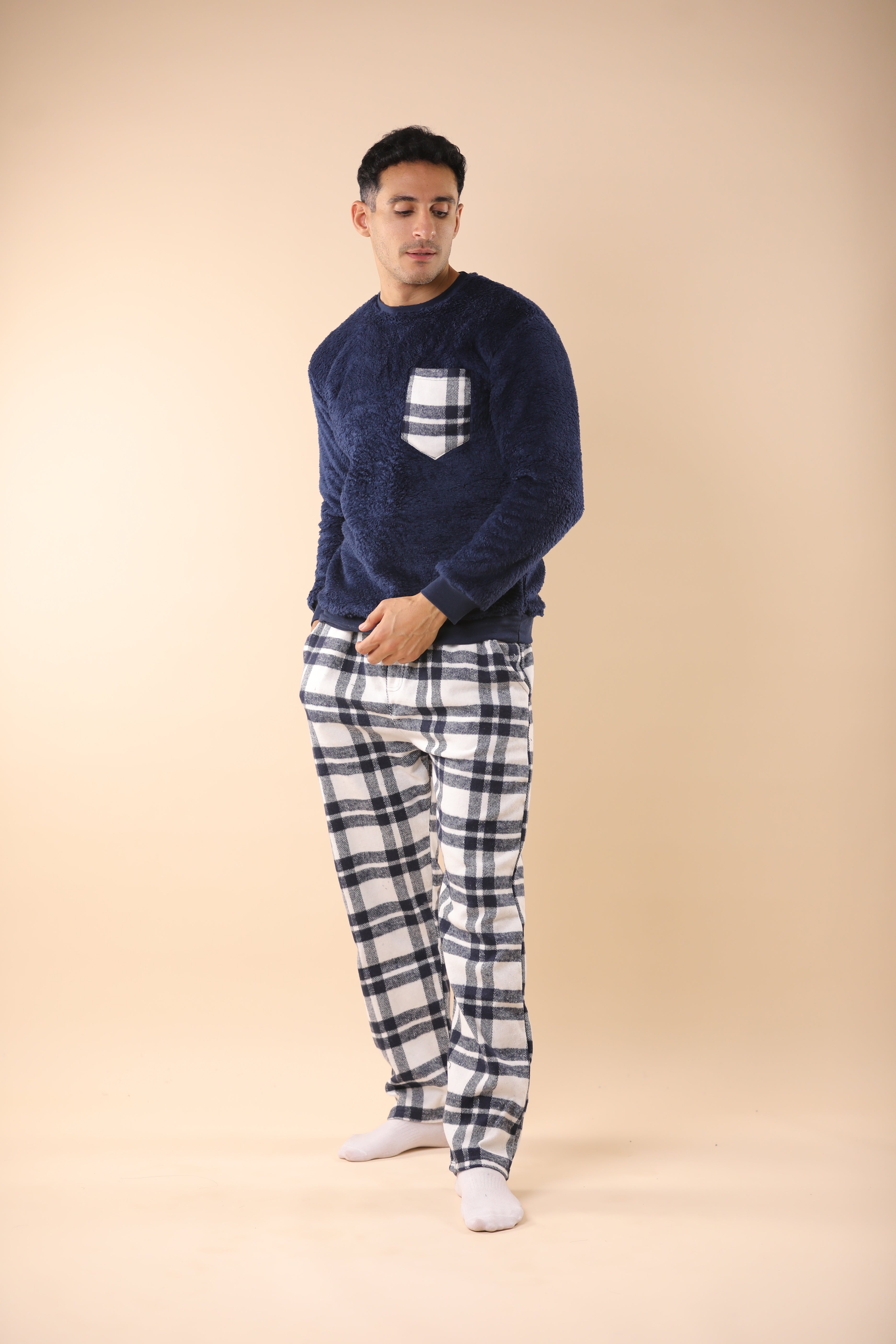 Dark Blue Plaid PJs 3