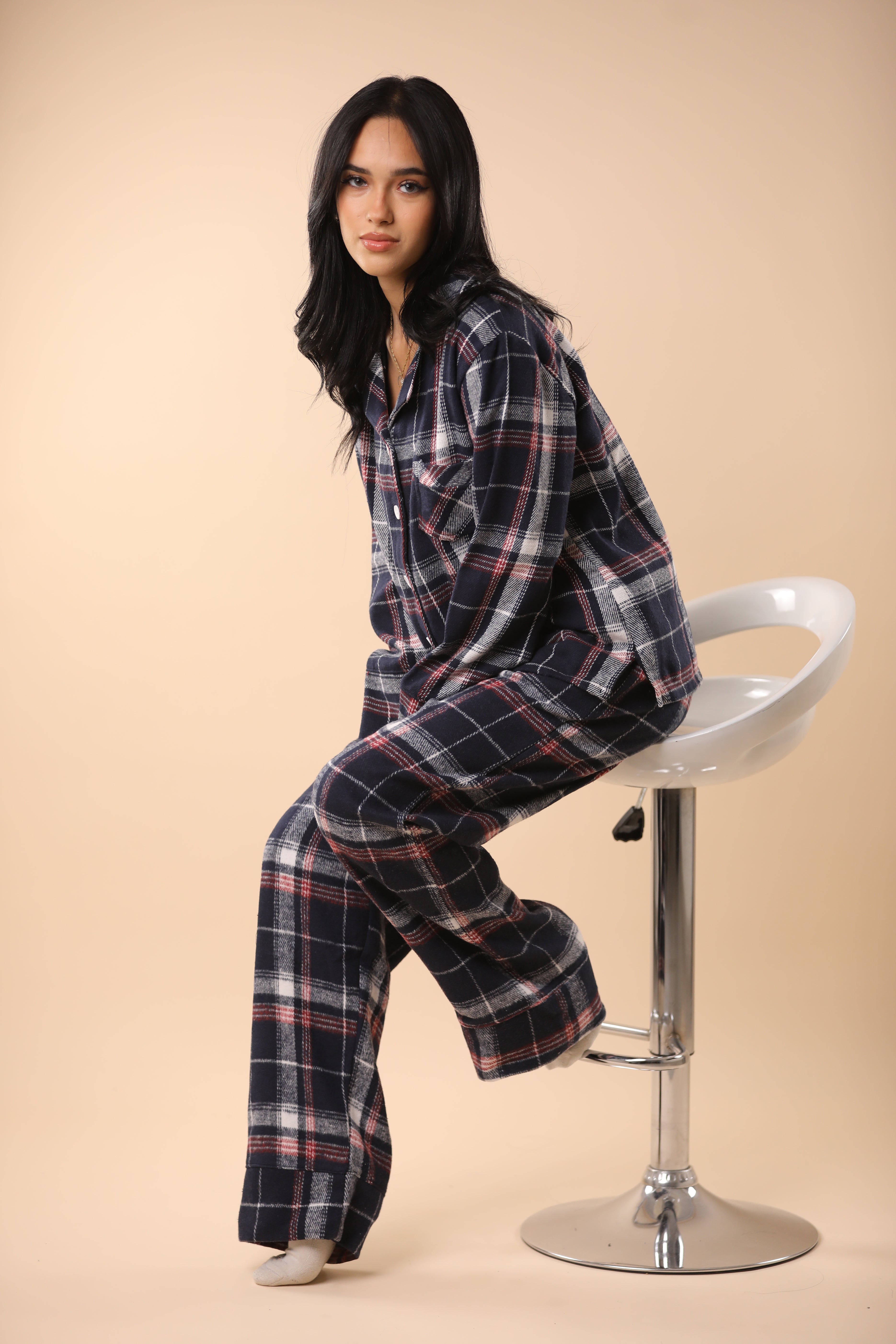 Red & Dark Blue Plaid PJs Couple Set 2