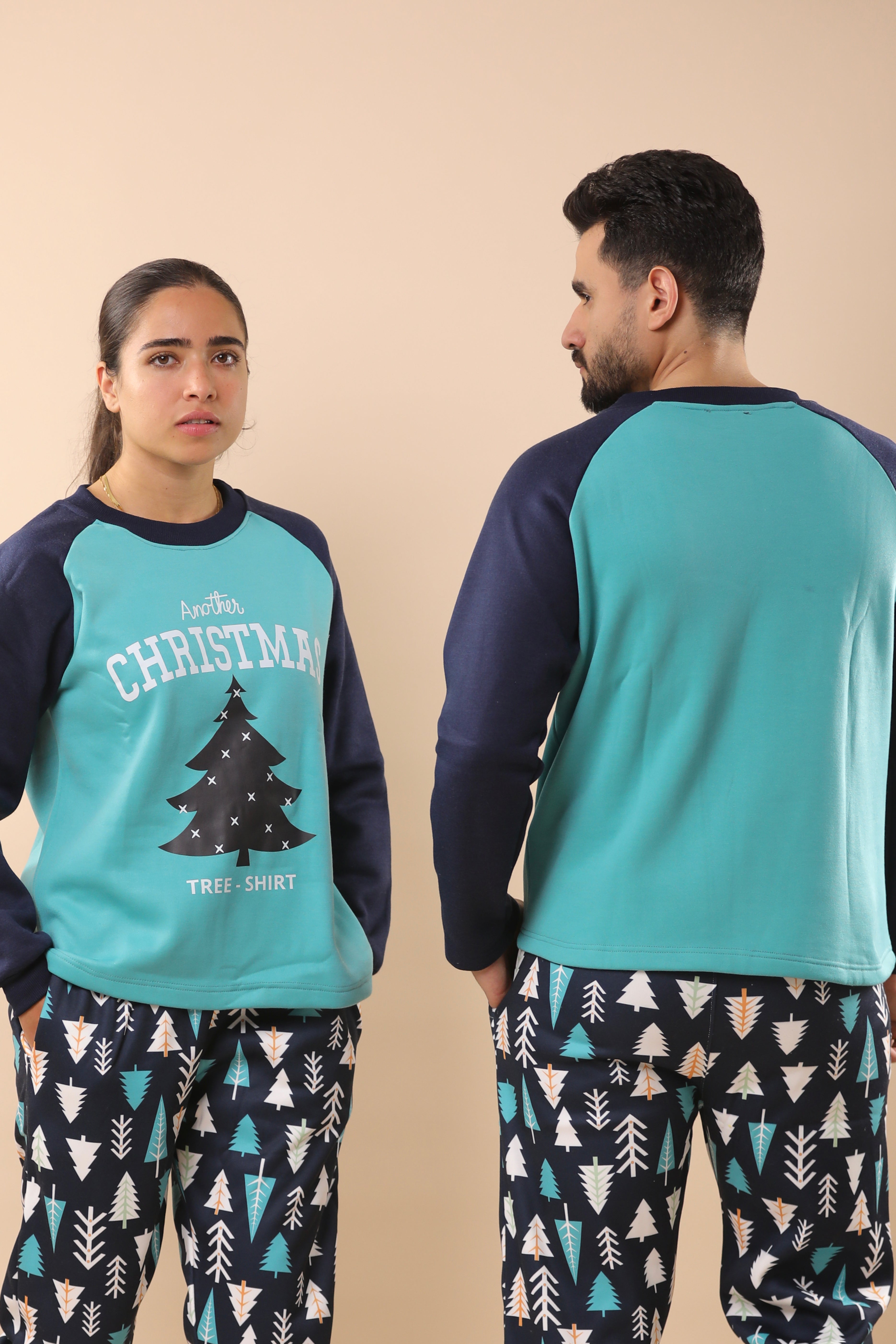 Christmas Tree Printed PJs Couple Set