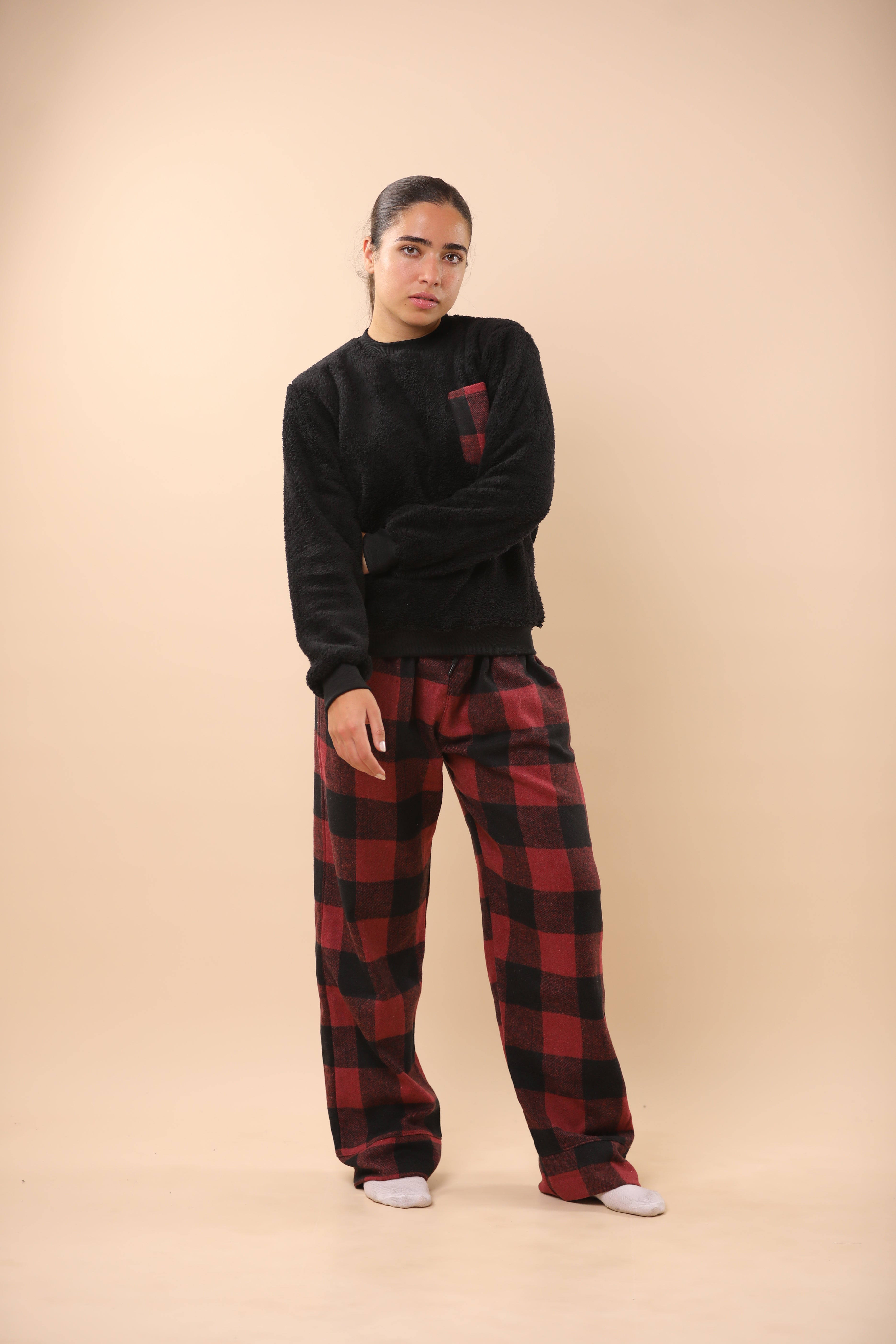 Christmas Maroon & Black Plaid PJs 5