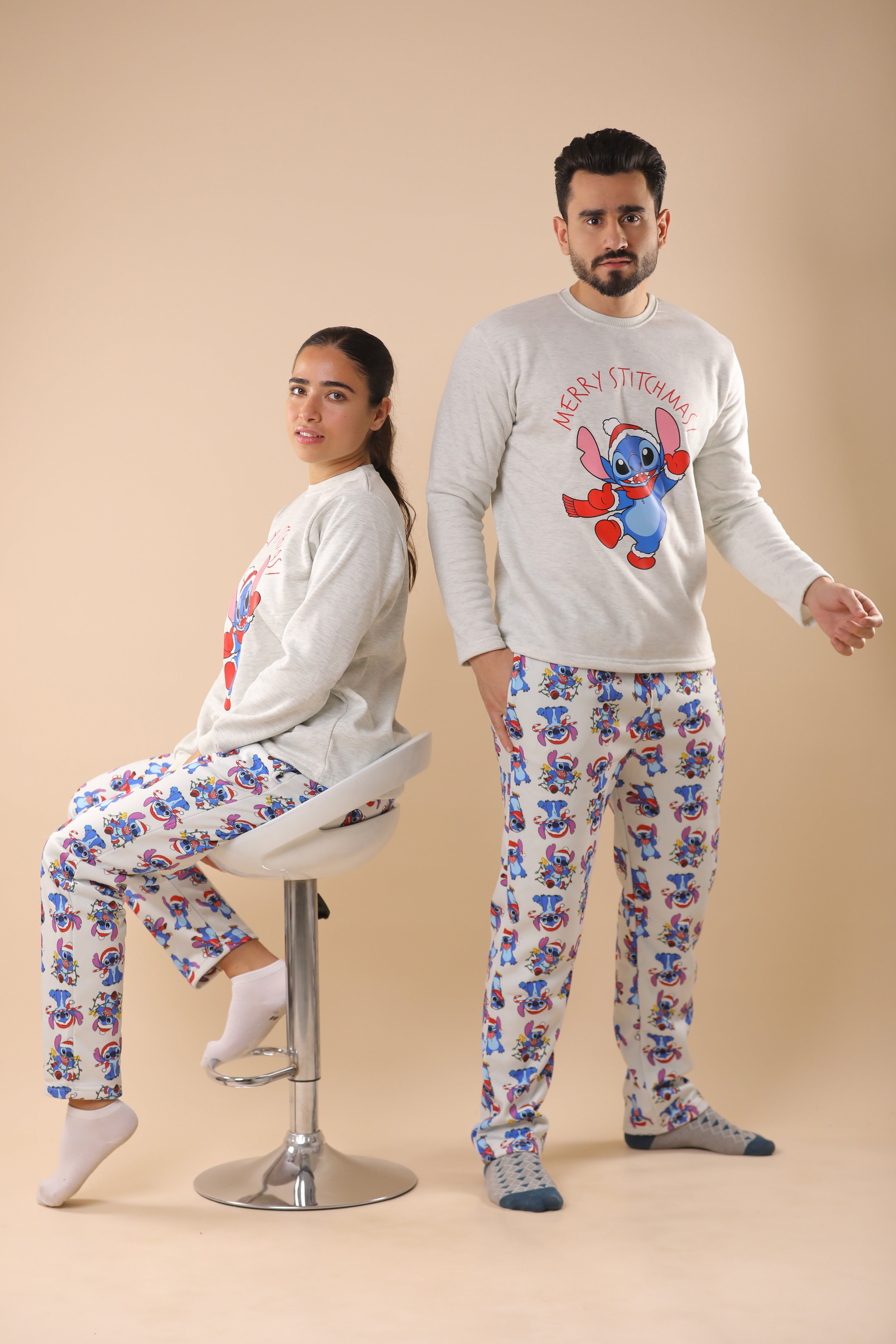 Stitch Christmas Printed PJs Couple Set