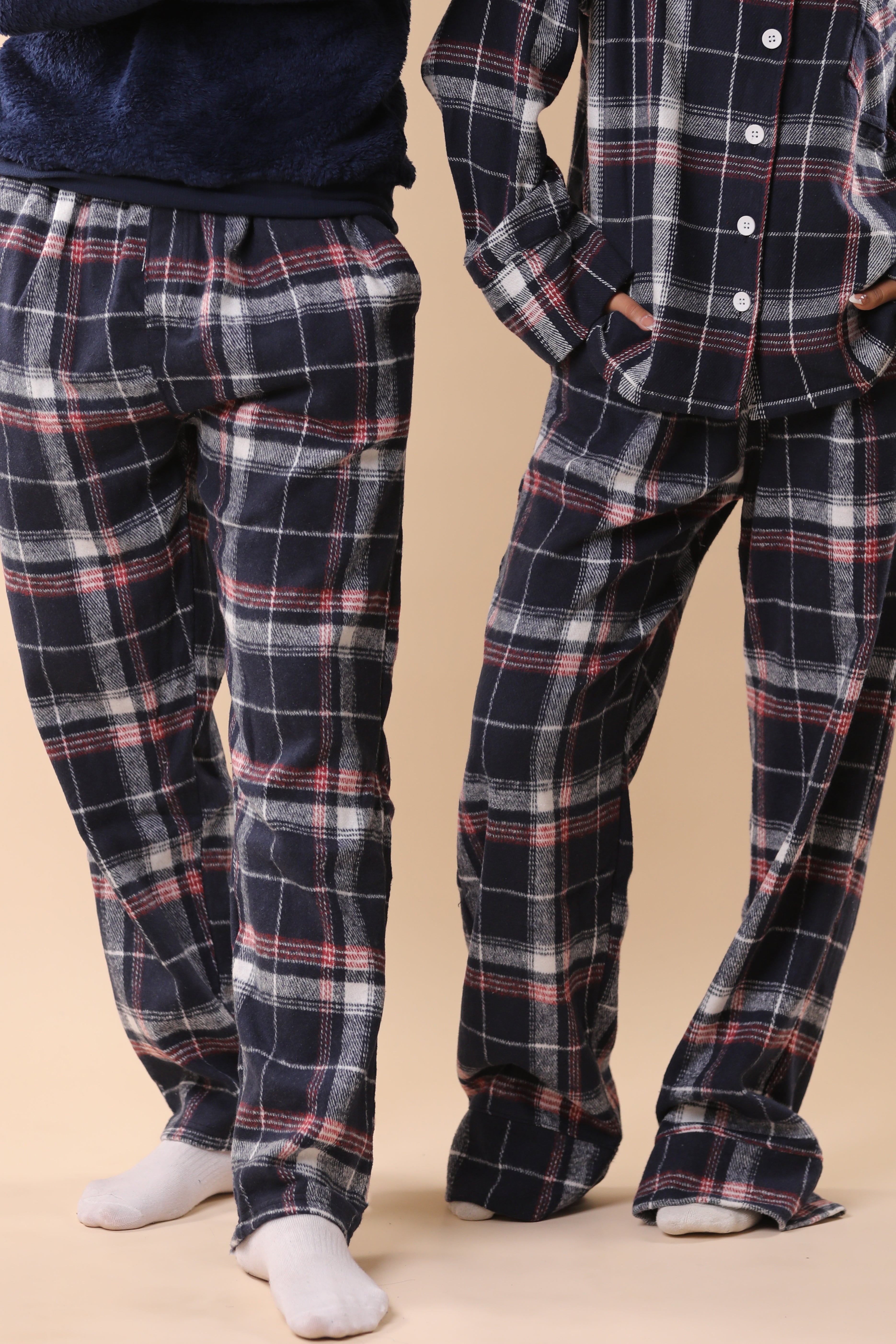 Red & Dark Blue Plaid PJs Couple Set 2