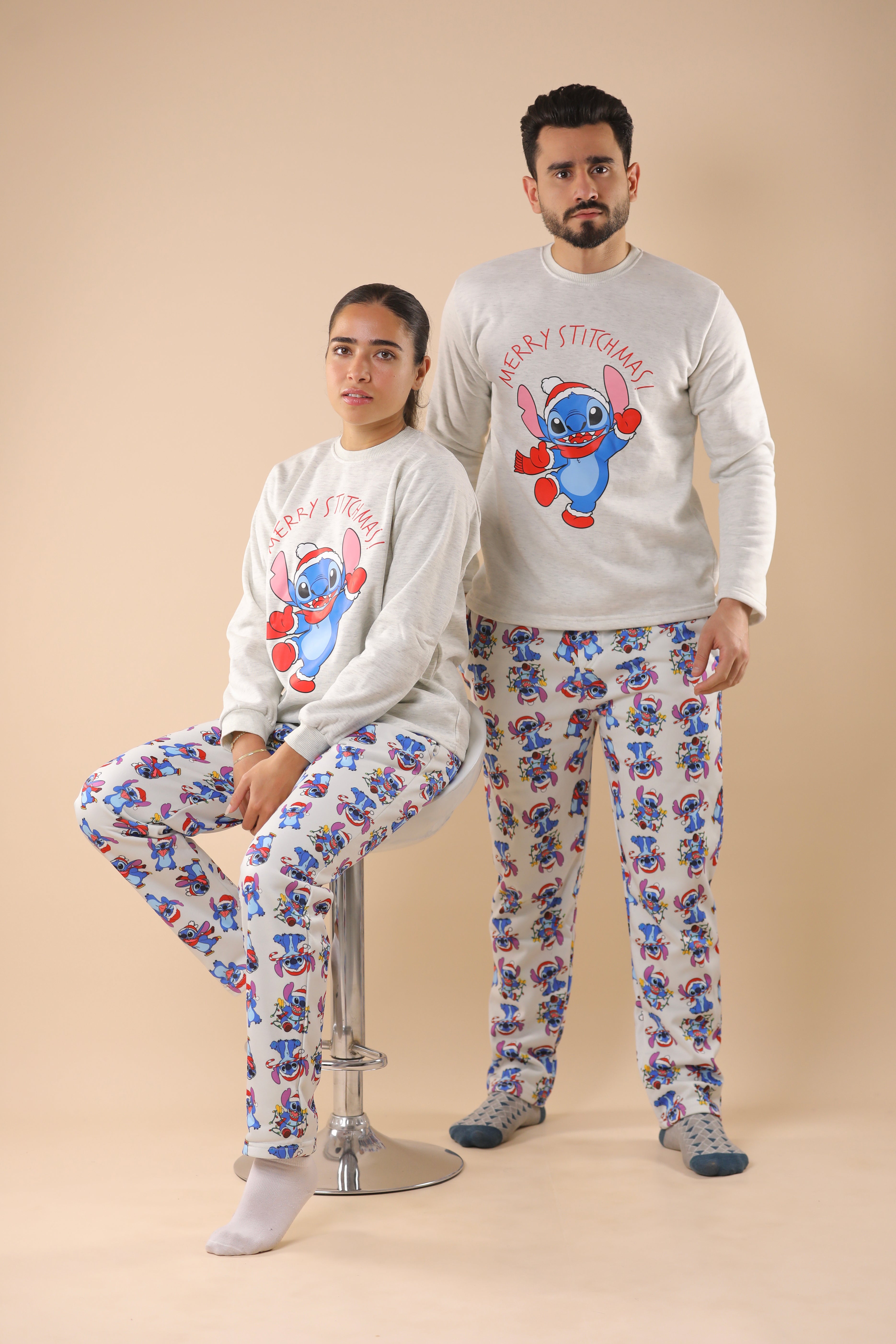 Stitch Christmas Printed PJs Couple Set