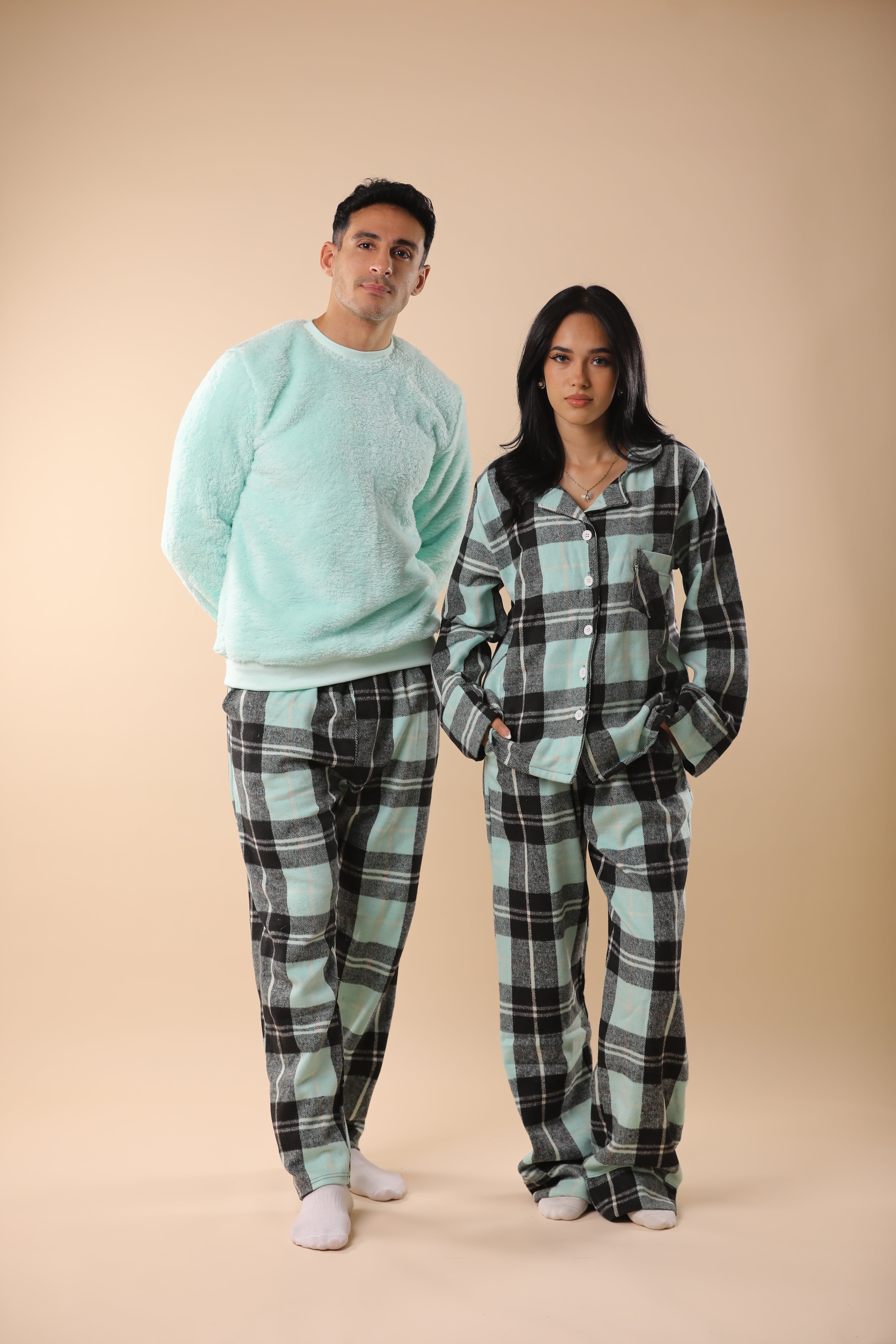 Mint Green & Black Plaid PJs 1