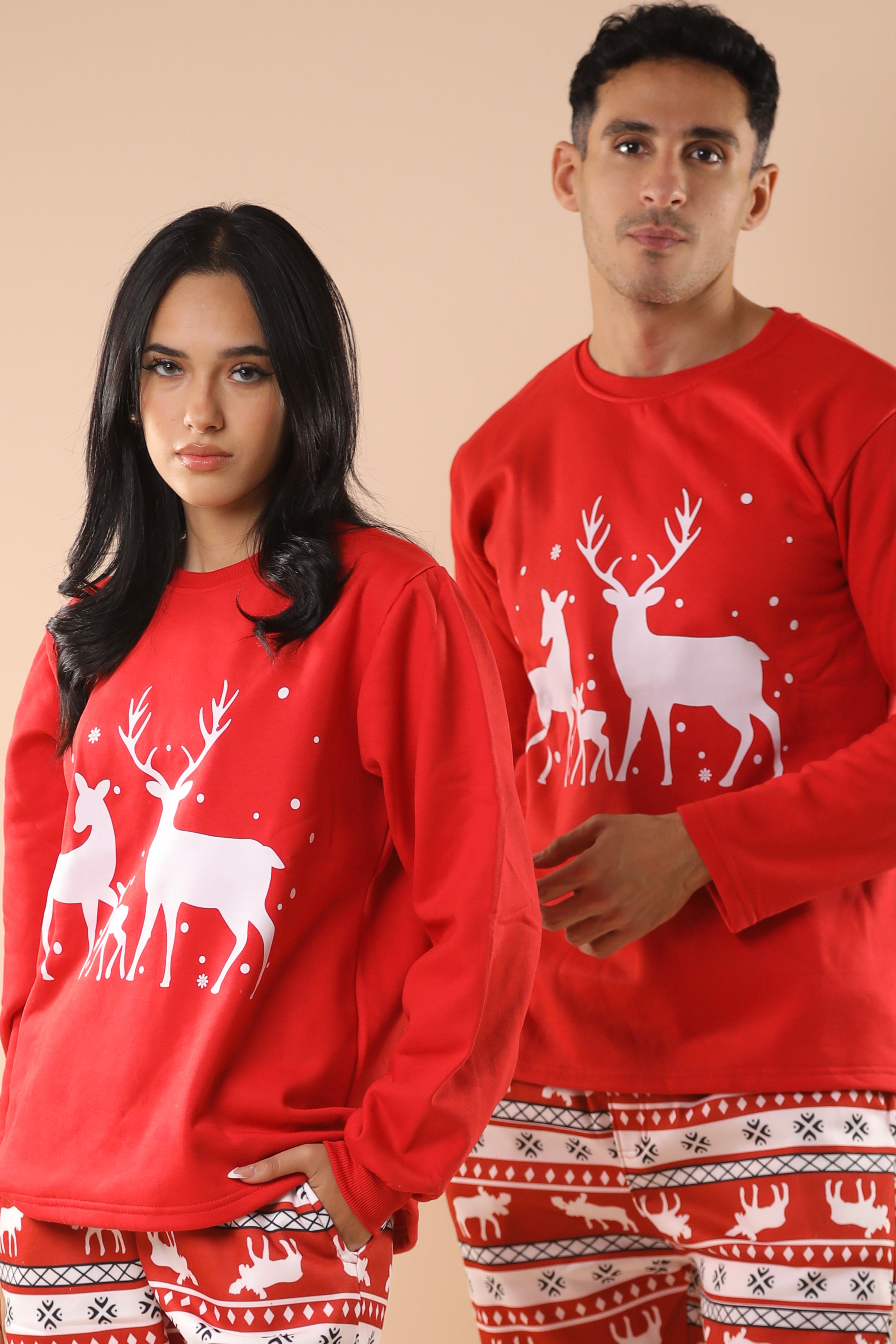 Christmas Reindeer Printed PJs Couple Set