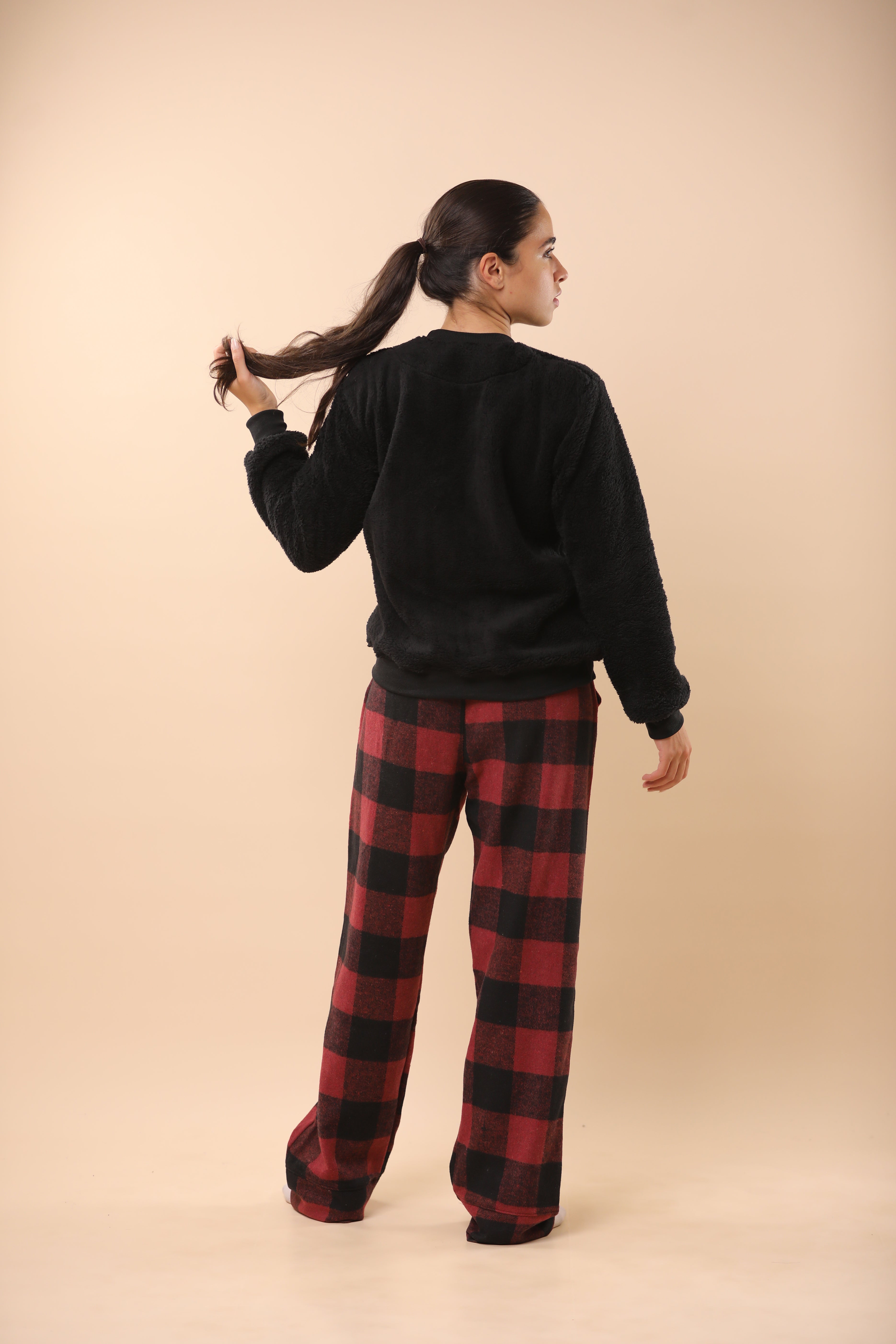 Christmas Maroon & Black Plaid PJs 5