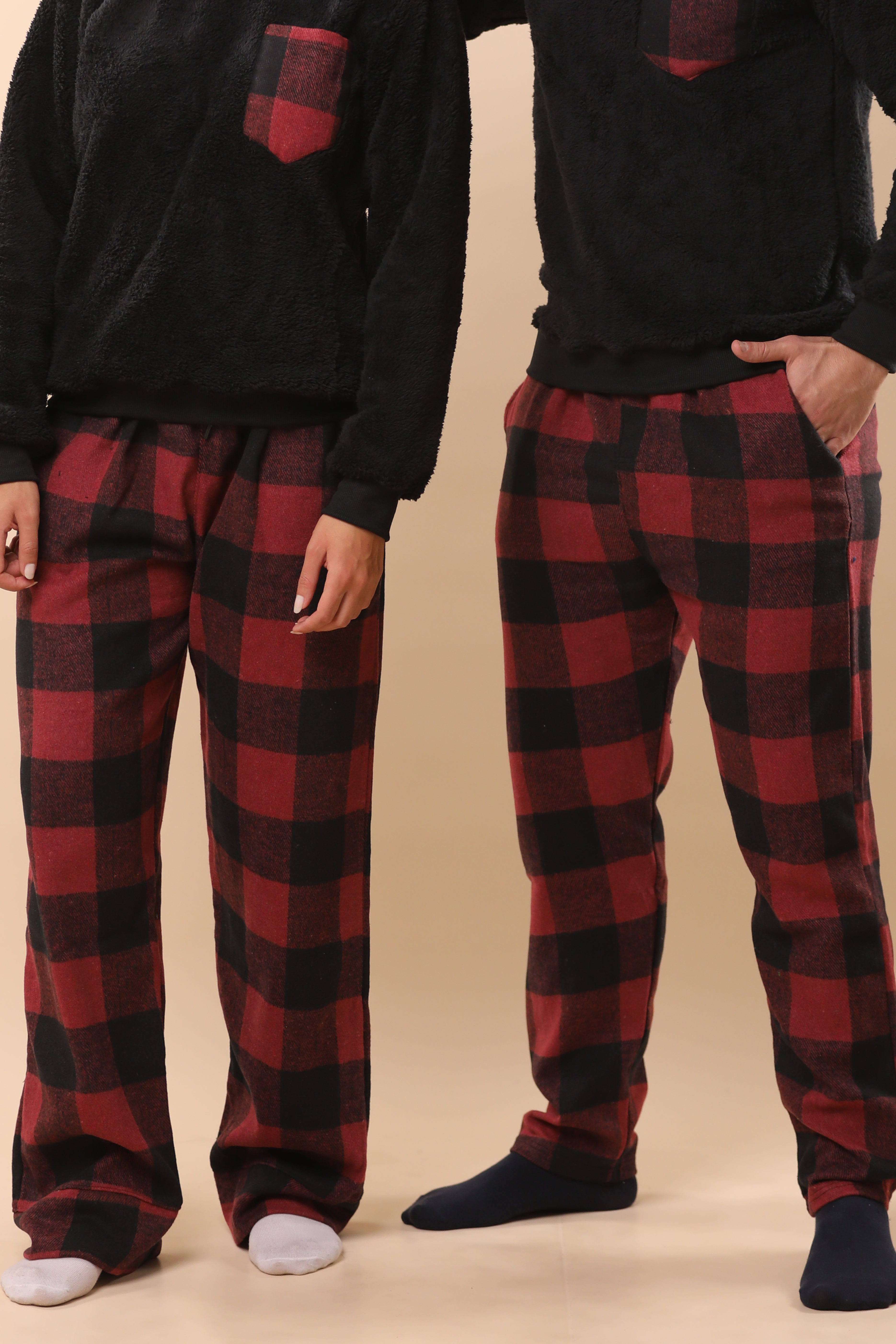 Christmas Maroon & Black Plaid PJs Couple Set 5