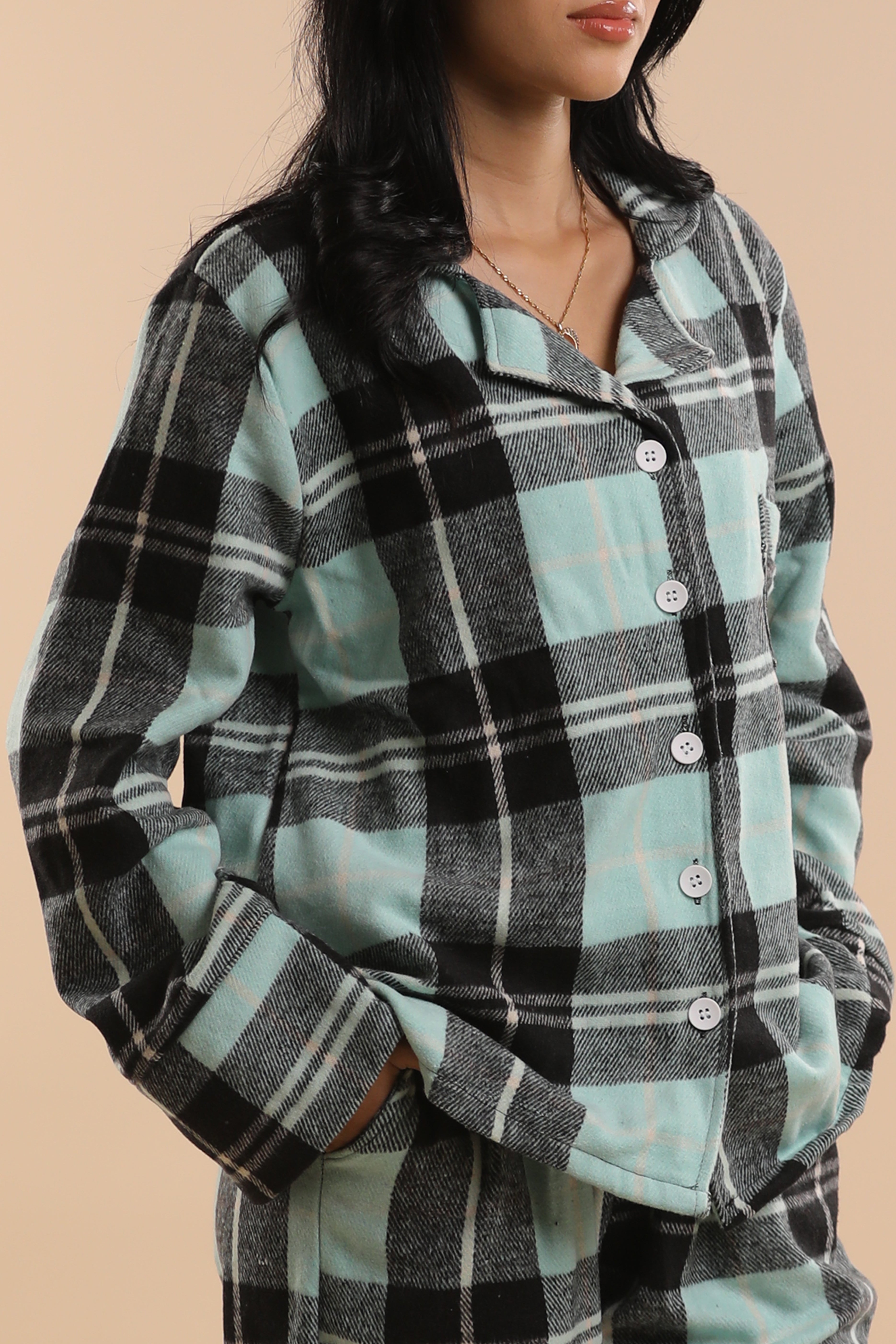 Mint Green & Black Plaid PJs 1