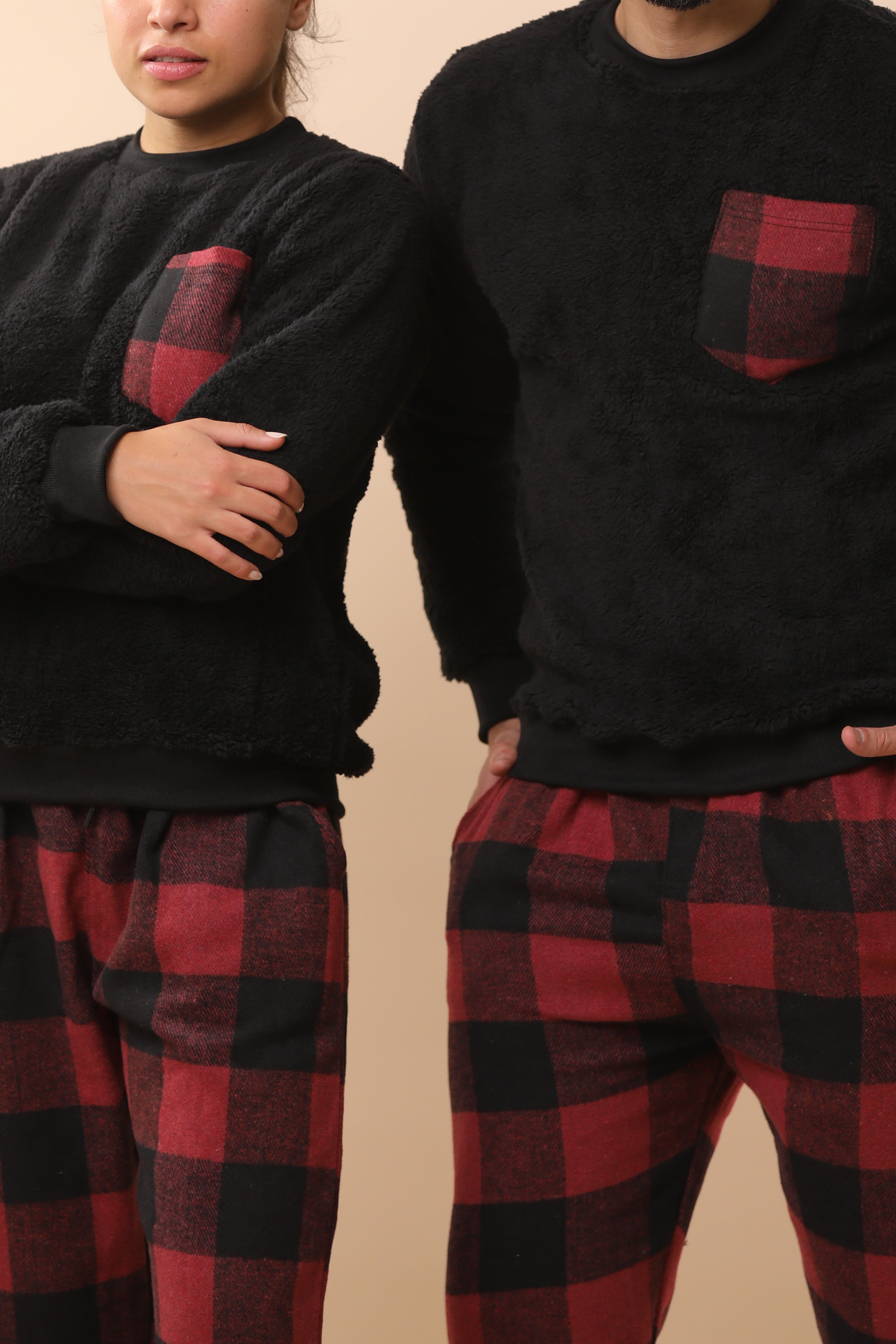 Christmas Maroon & Black Plaid PJs Couple Set 5