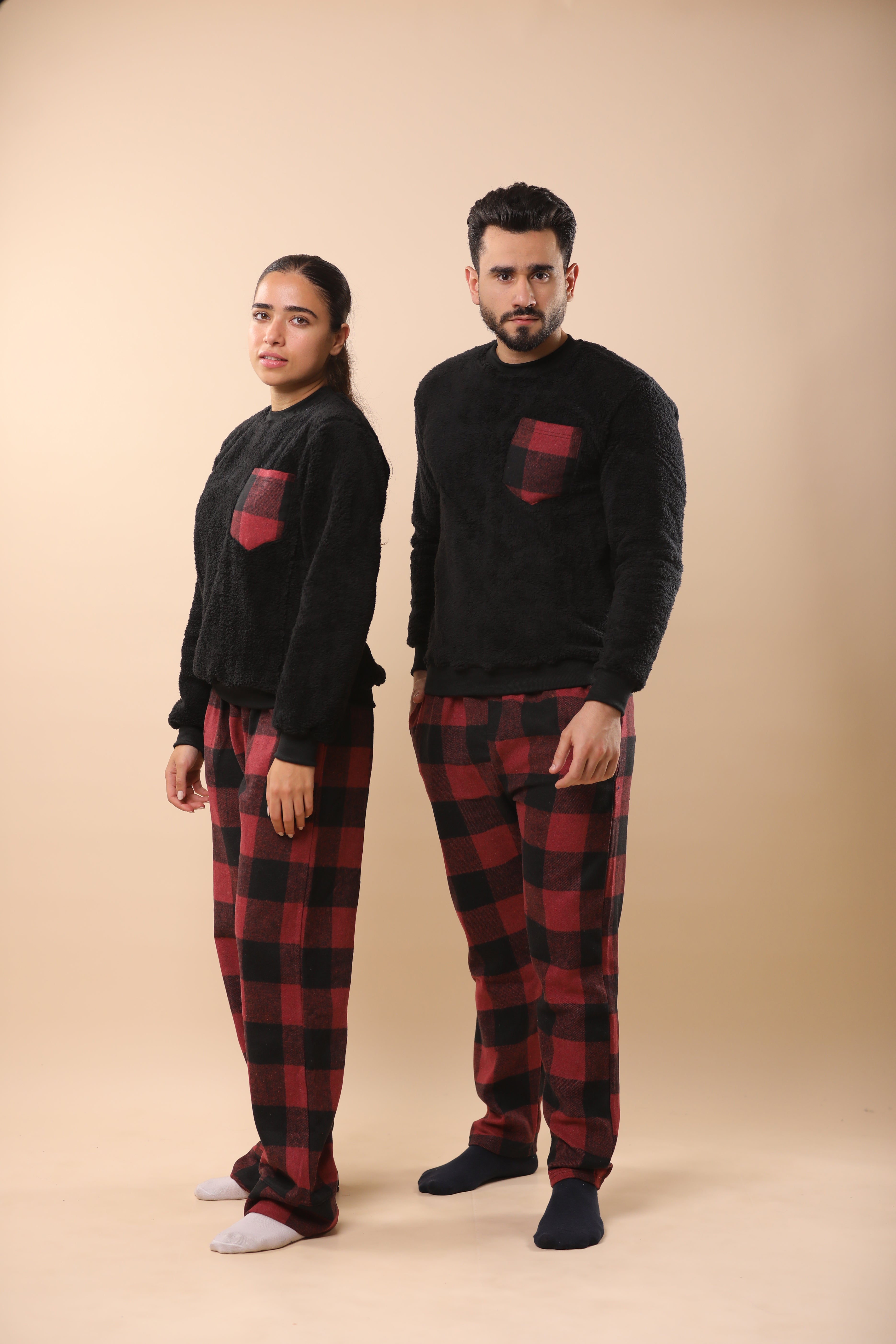 Christmas Maroon & Black Plaid PJs 5