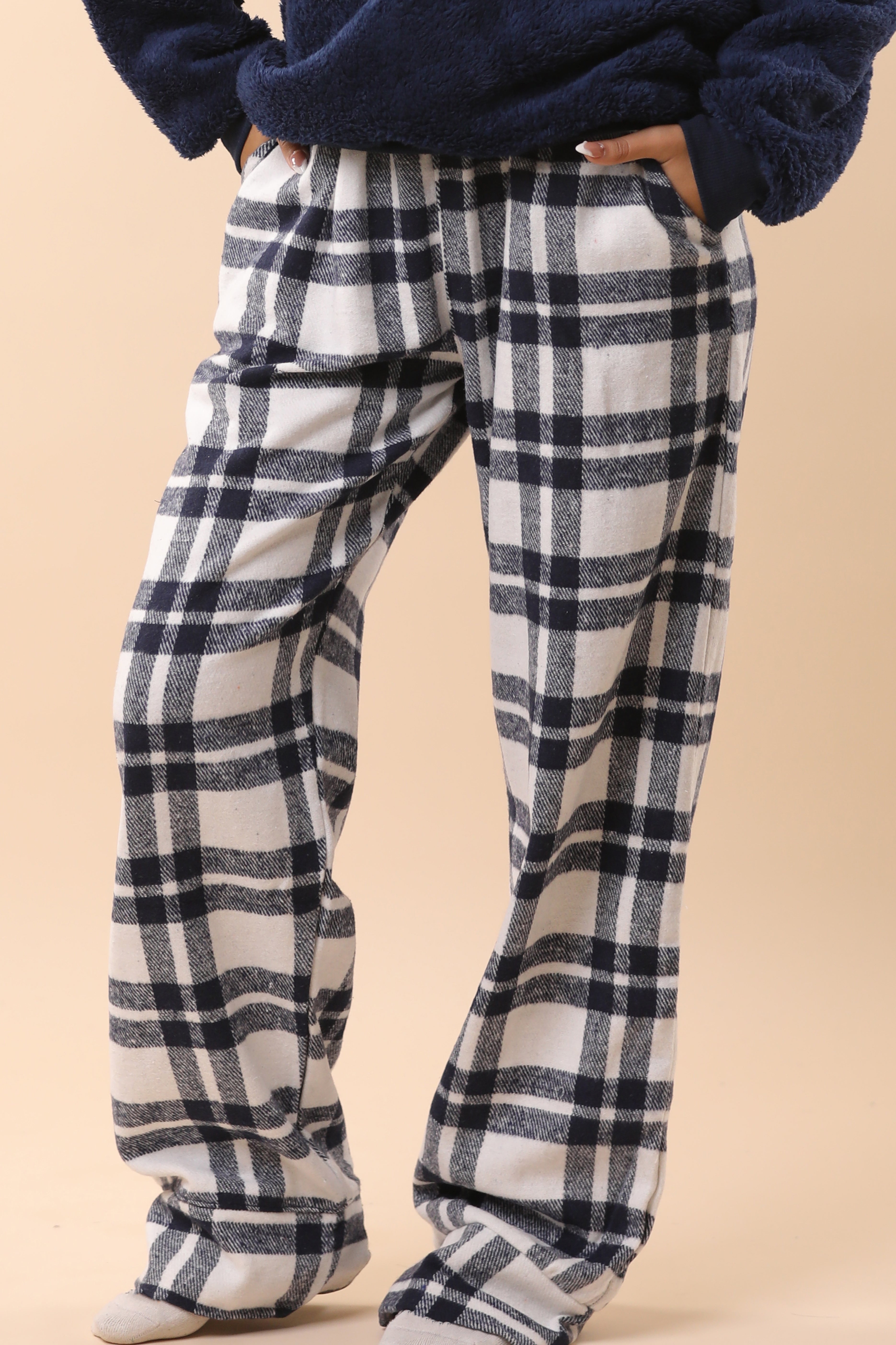 Dark Blue Plaid PJs 3