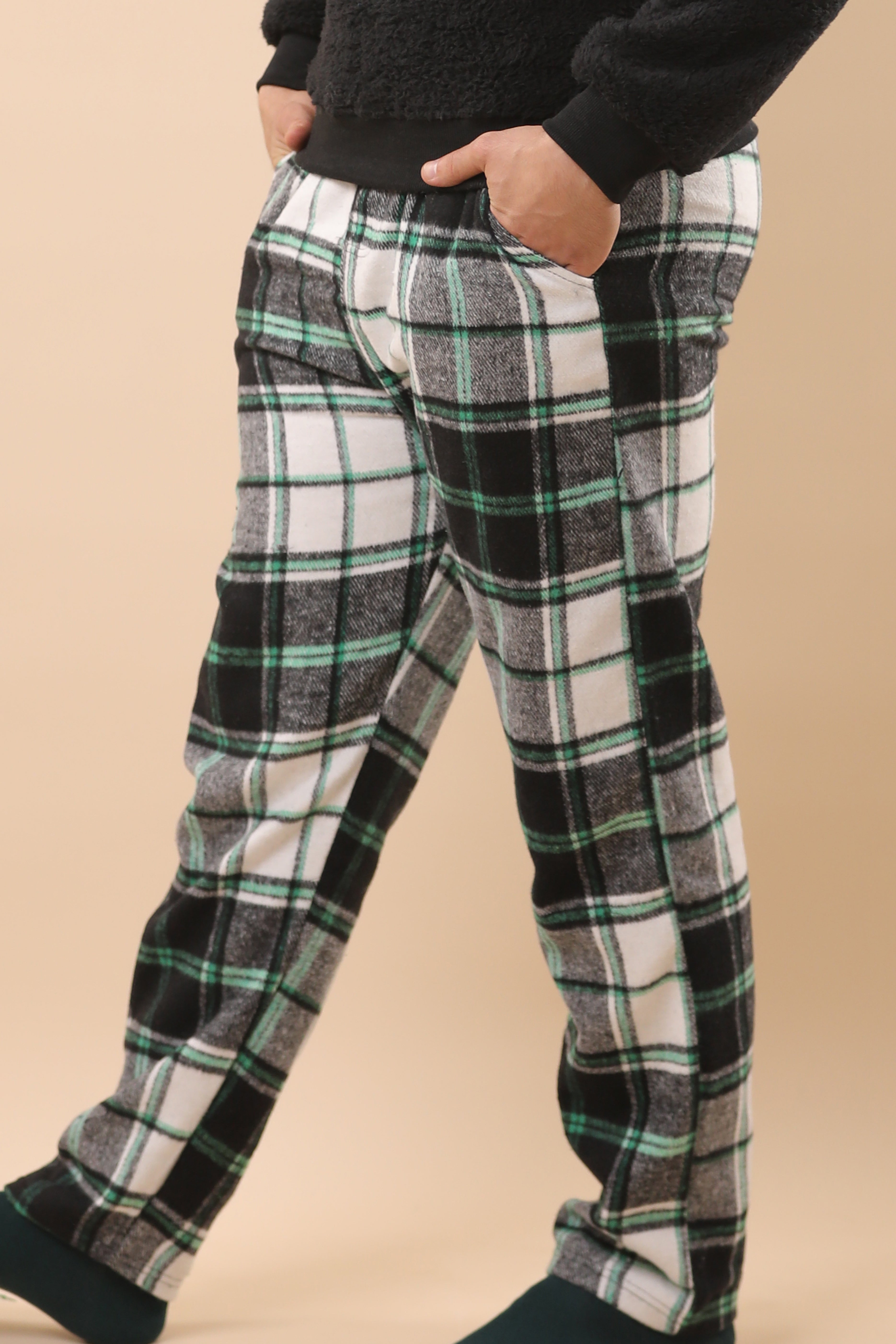 Christmas Green & Black Plaid PJs 6