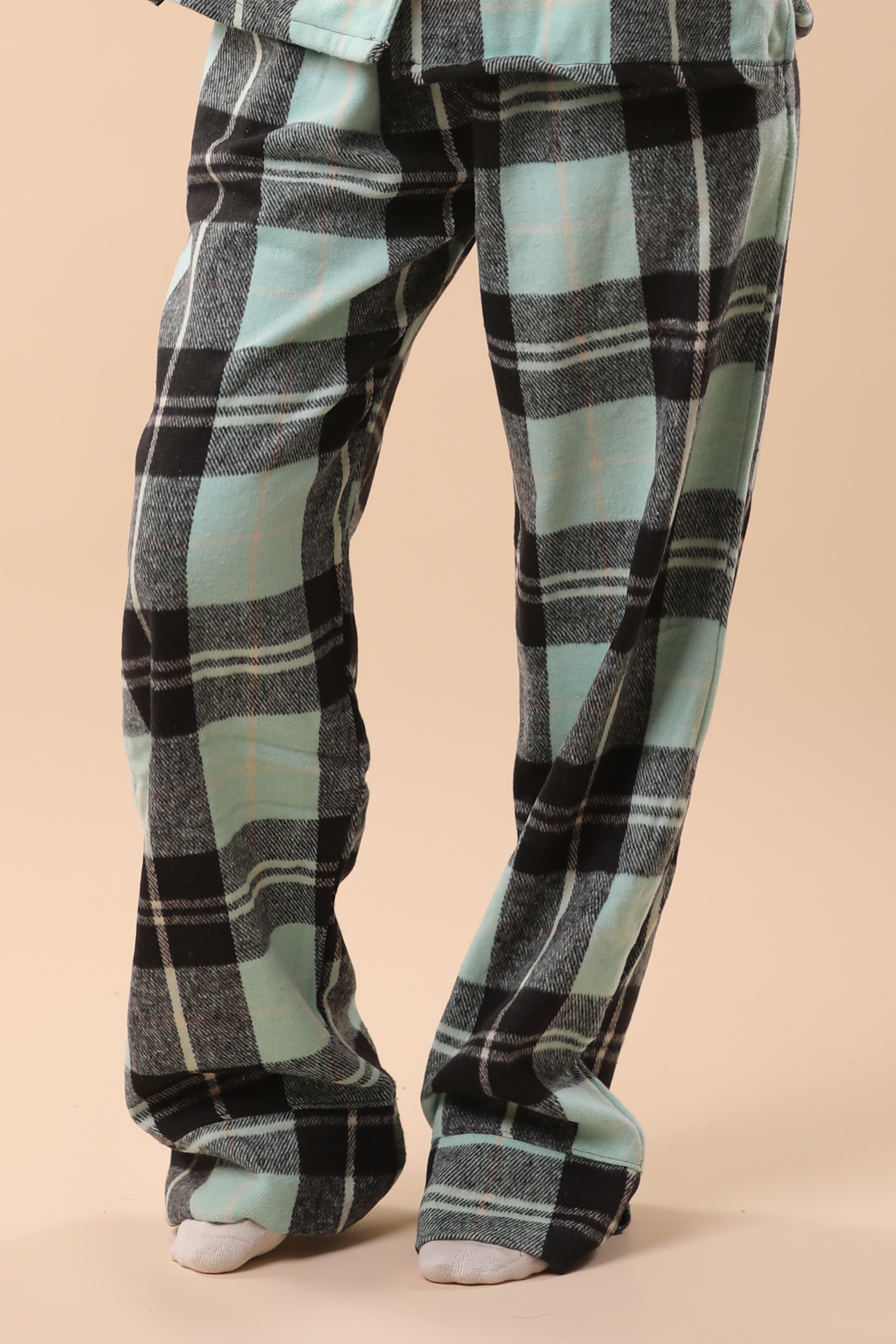 Mint Green & Black Plaid PJs 1