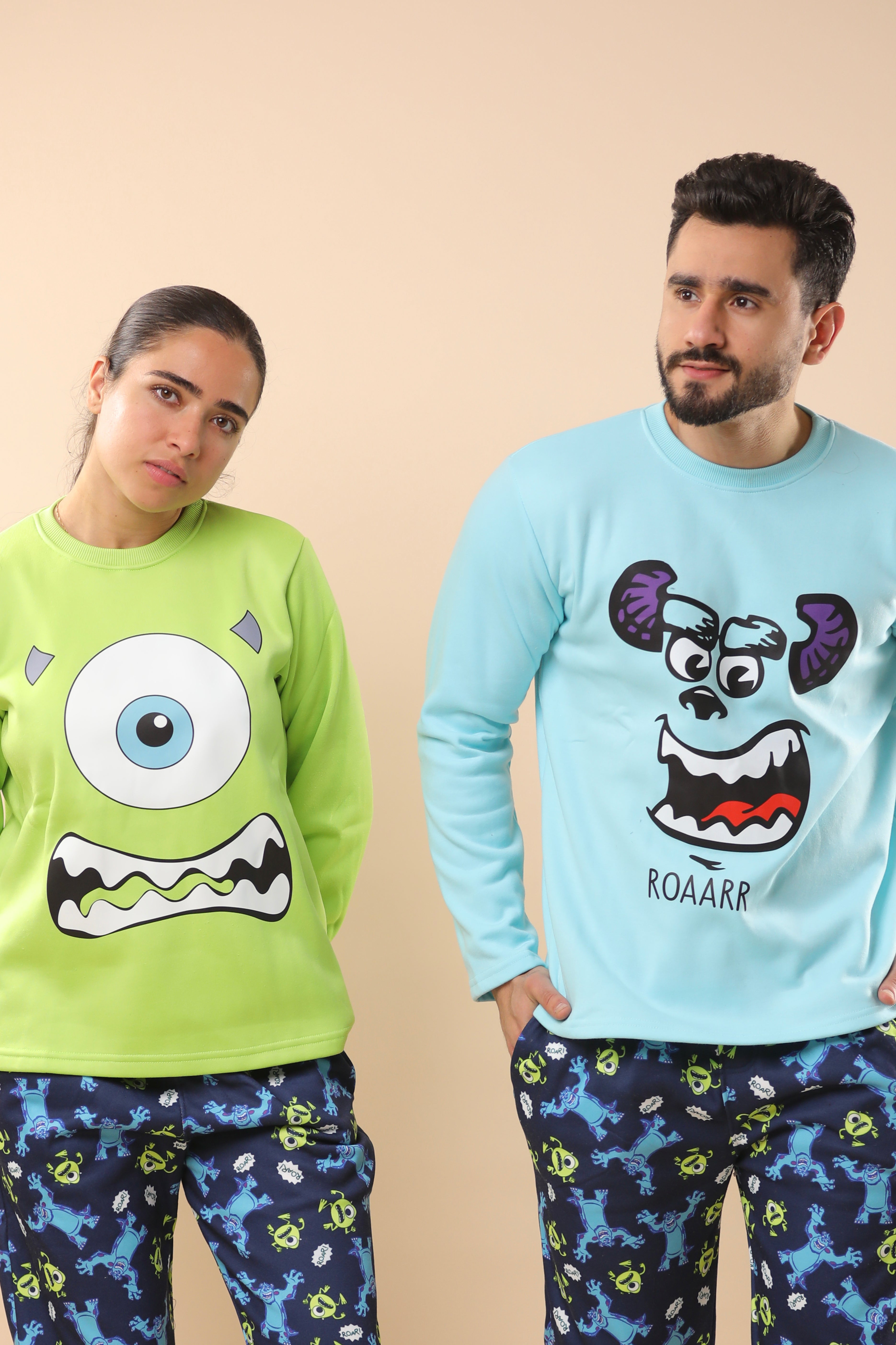 Monsters Inc. Printed PJs Couple Set