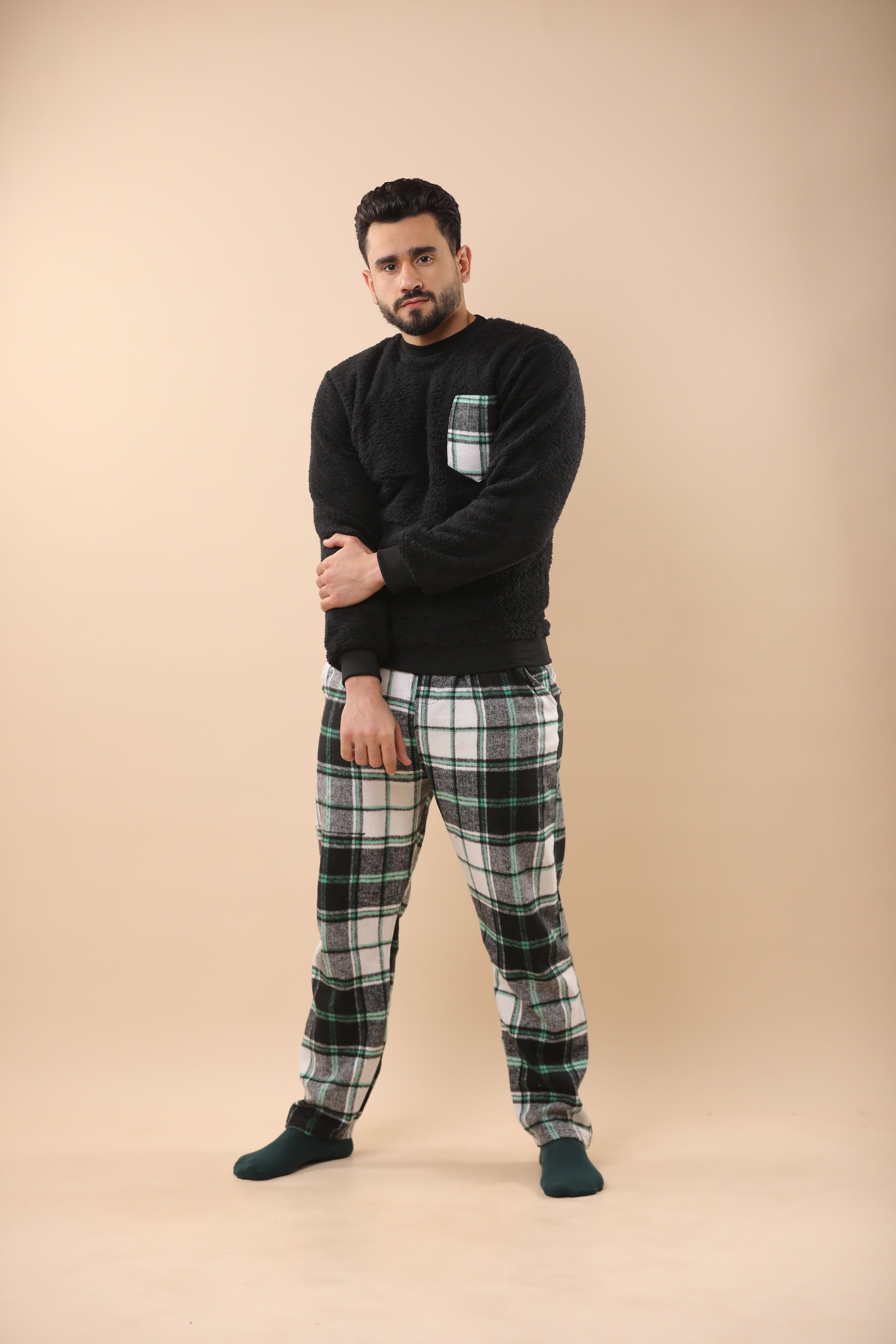 Christmas Green & Black Plaid PJs 6